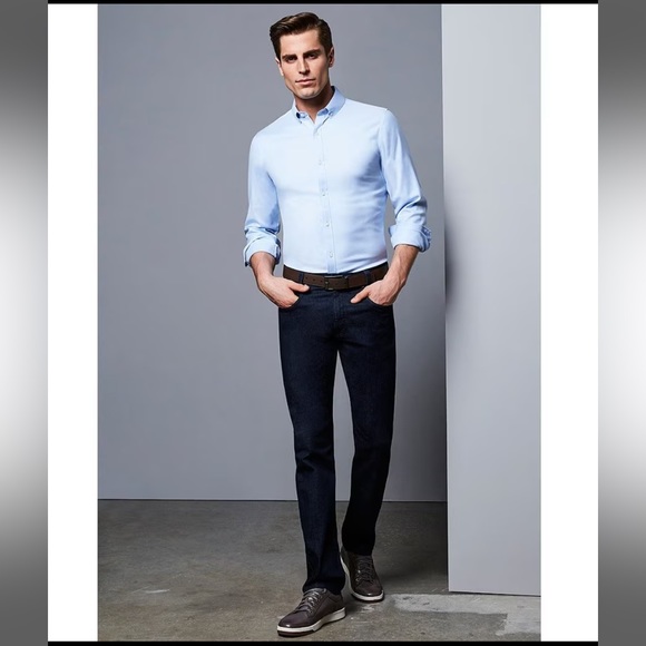 Murano Slim-Fit Long Sleeve Button-Up Light Blue Mens Medium - Picture 3 of 8